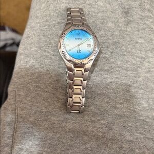 Fossil Silver Bracelet Watch with Blue Gradient Dial